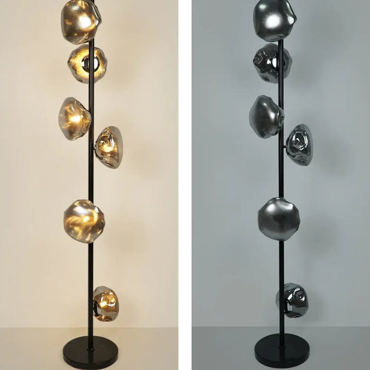 Lampadaire moderne en métal doré et verre style chic