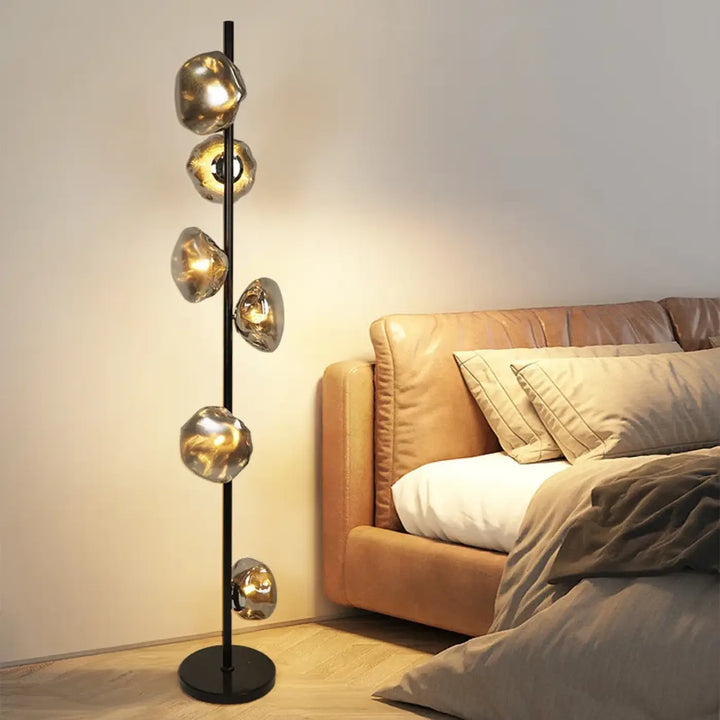 Lampadaire moderne en métal doré et verre style chic