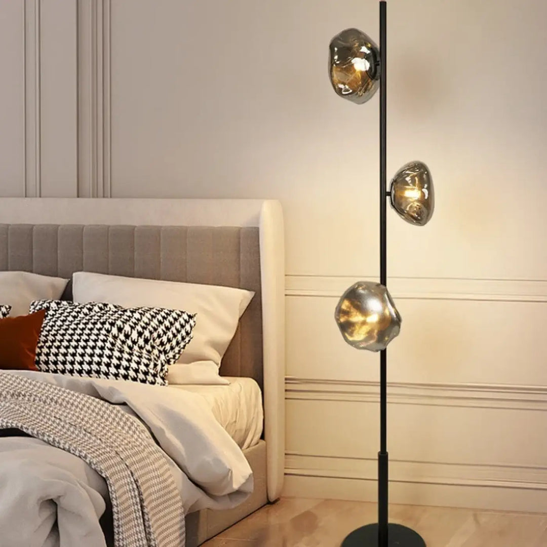 Lampadaire moderne en métal doré et verre style chic