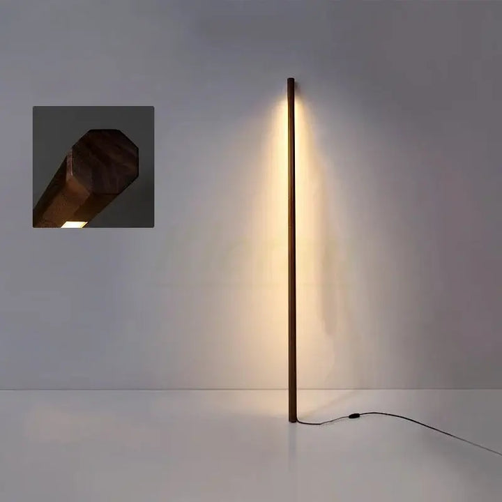 Lampadaire vertical en bois éclairage ambiant élégant