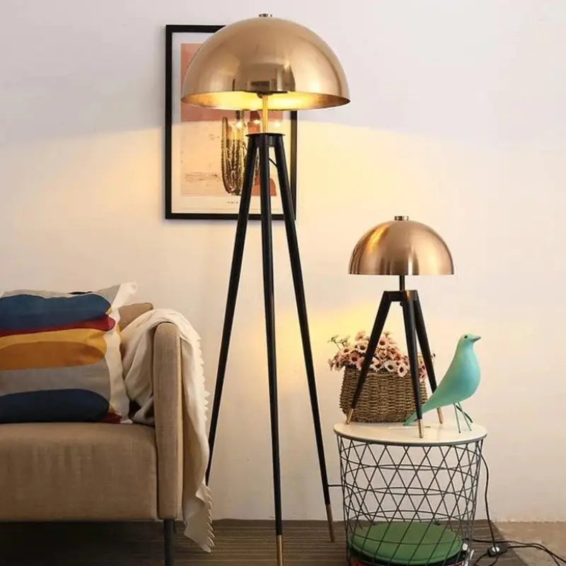 Lampadaire De Salon Sur Pied En Aluminium Noir Et Bronze