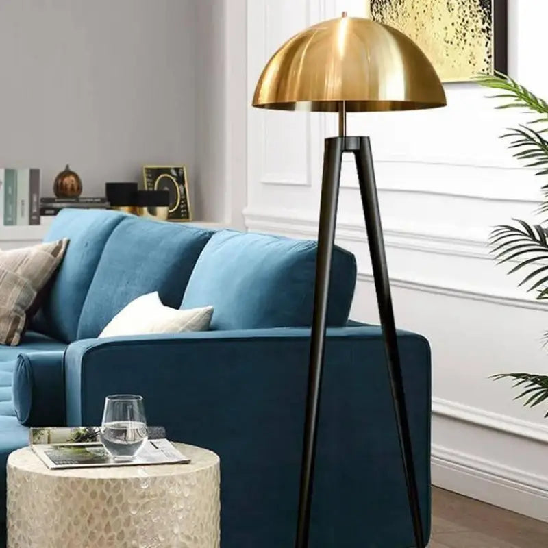 Lampadaire De Salon Sur Pied En Aluminium Noir Et Bronze