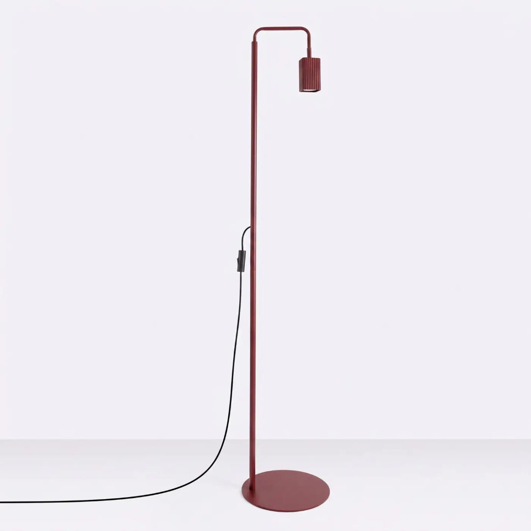 Lampadaire Rayo bordeaux à spot rainuré, éteint