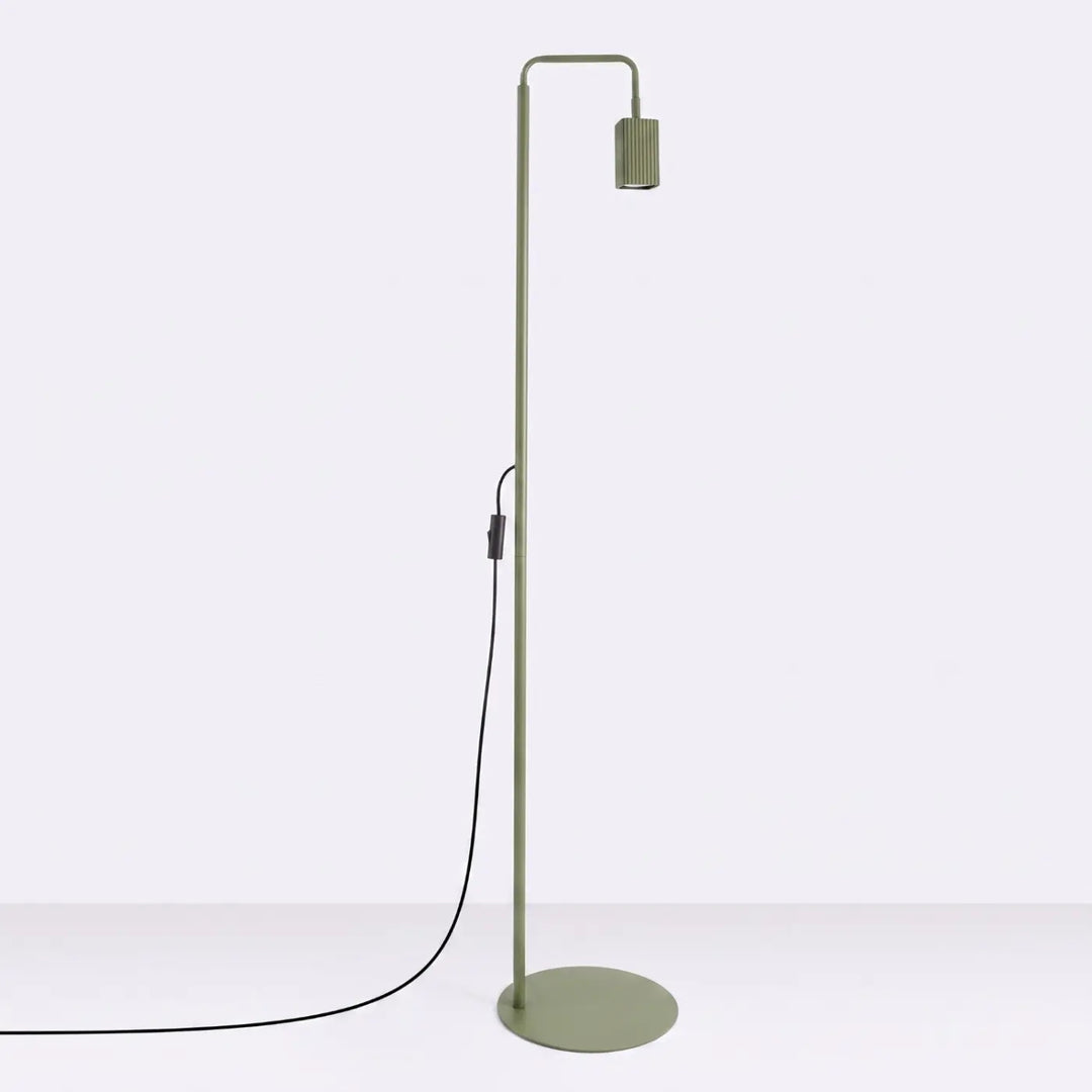 Lampadaire Rayo vert olive à spot rainuré, éteint