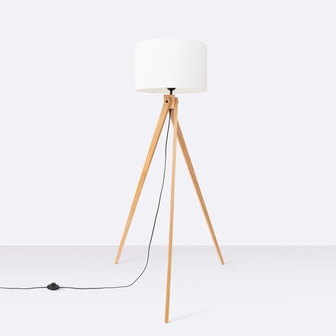 Lampadaire bois blanc/naturel éteint