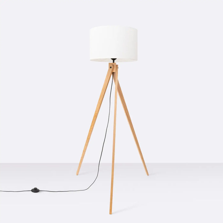 Lampadaire bois blanc/naturel éteint