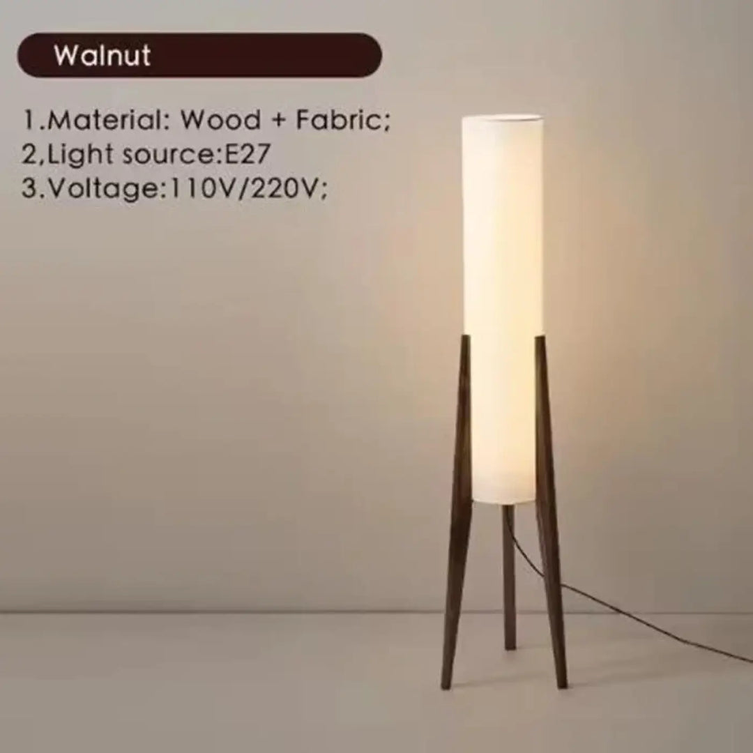 Lampadaire trépied en bois naturel style nordique modern