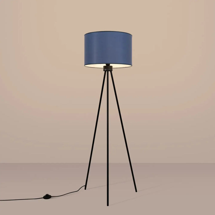 Lampadaire bleu marine/noir allumé