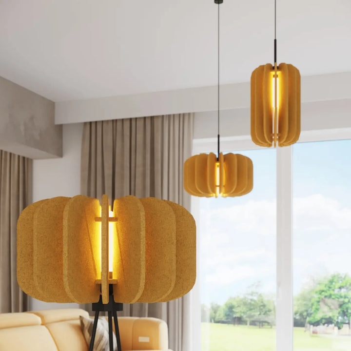 Lampadaire jaune/noir dans un intérieur contemporain