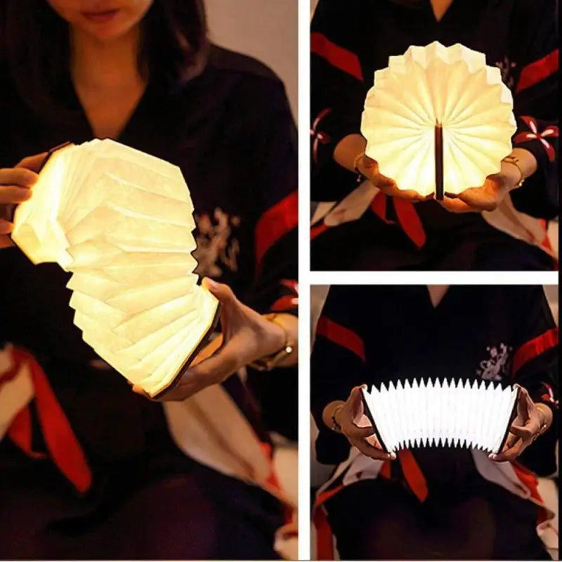 Lampe Accordéon Blanche en Bois au Style Original