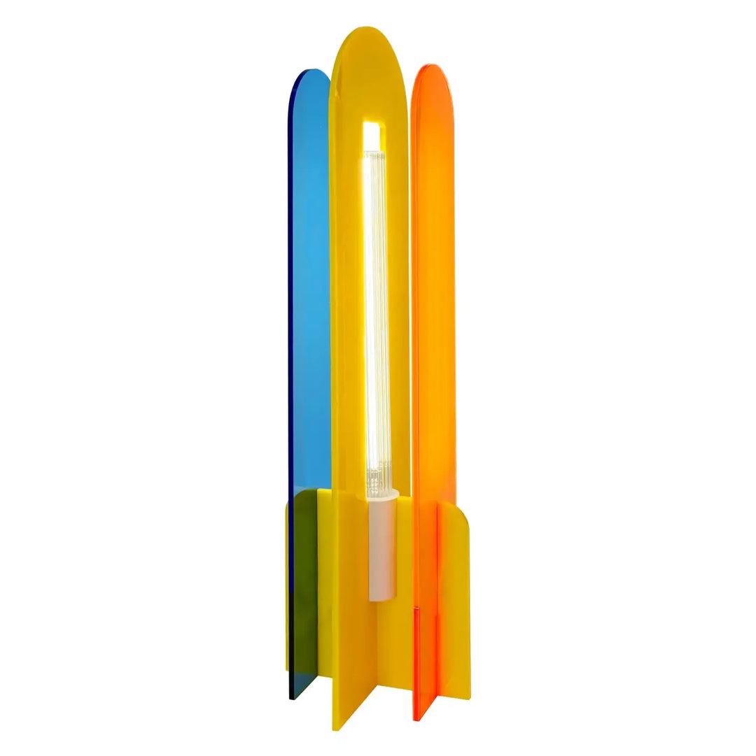 Lampe de chevet andy forme fusée en acrylique coloré pop art avec ampoule led lumineuse pour table