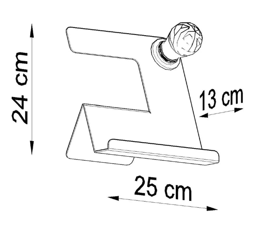 Lampe de bureau incline avec robinet minimaliste en acier plié et bouton en cristal facetté pour ampoule e27