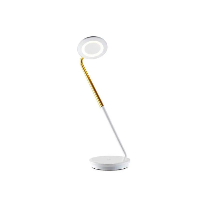 Lampe de bureau Pixo Plus blanche à bras doré