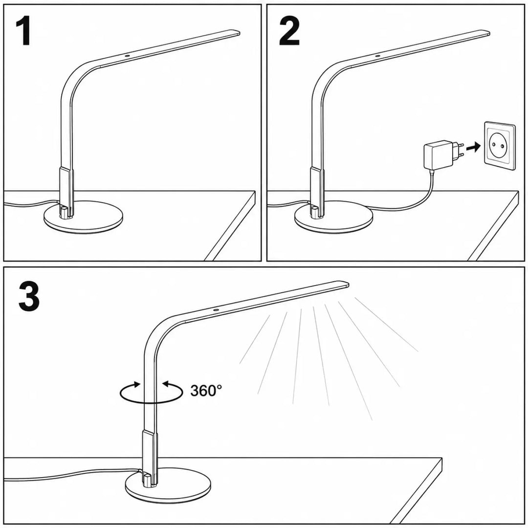 Lampe de chevet lim 360 moderne avec socle argent et bras courbé pour éclairage ajustable 360 degrés design pablo designs