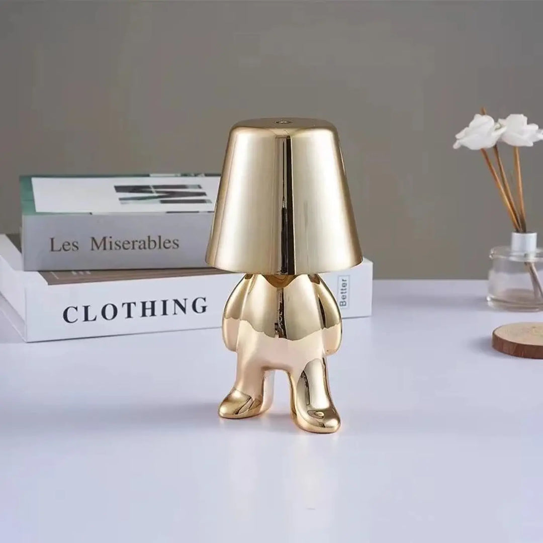 Lampe de chevet buddy figurine en céramique dorée effet métallisé pour décoration intérieure chevet décorative