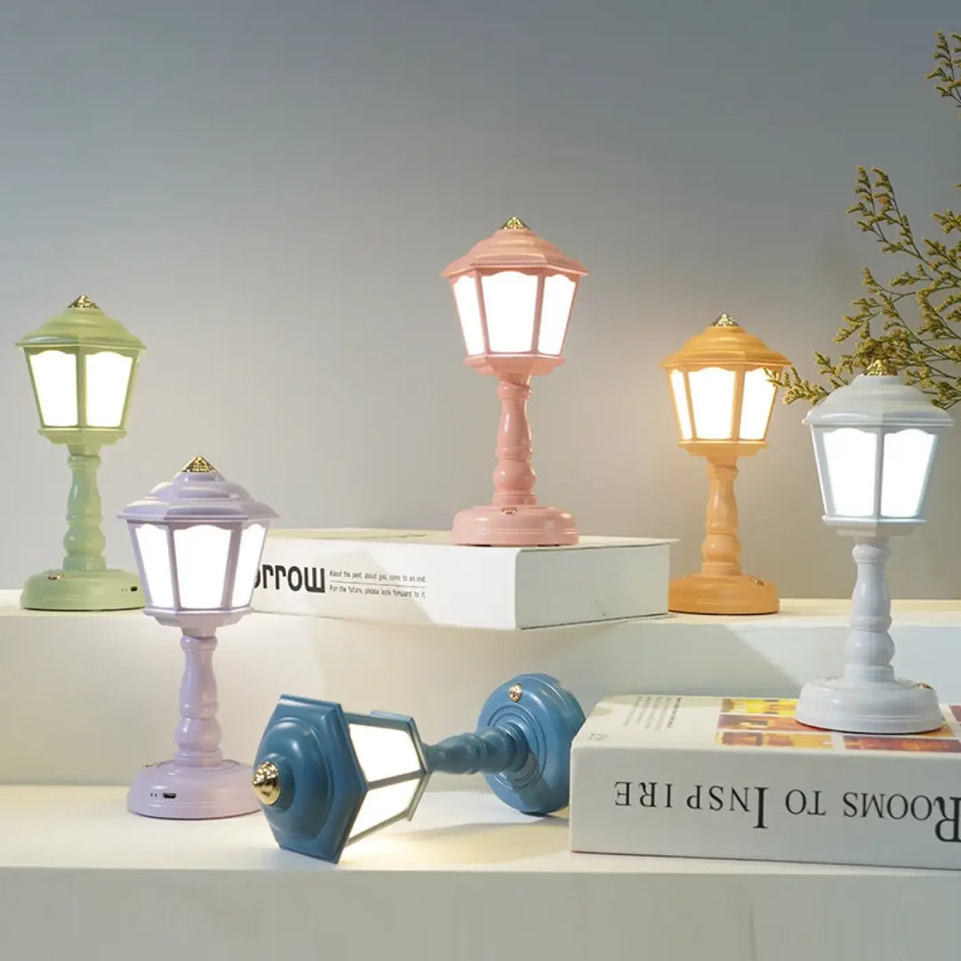 Lampe de chevet mims style vintage décorative avec lumière blanche éclatante en pastel mini lanterne