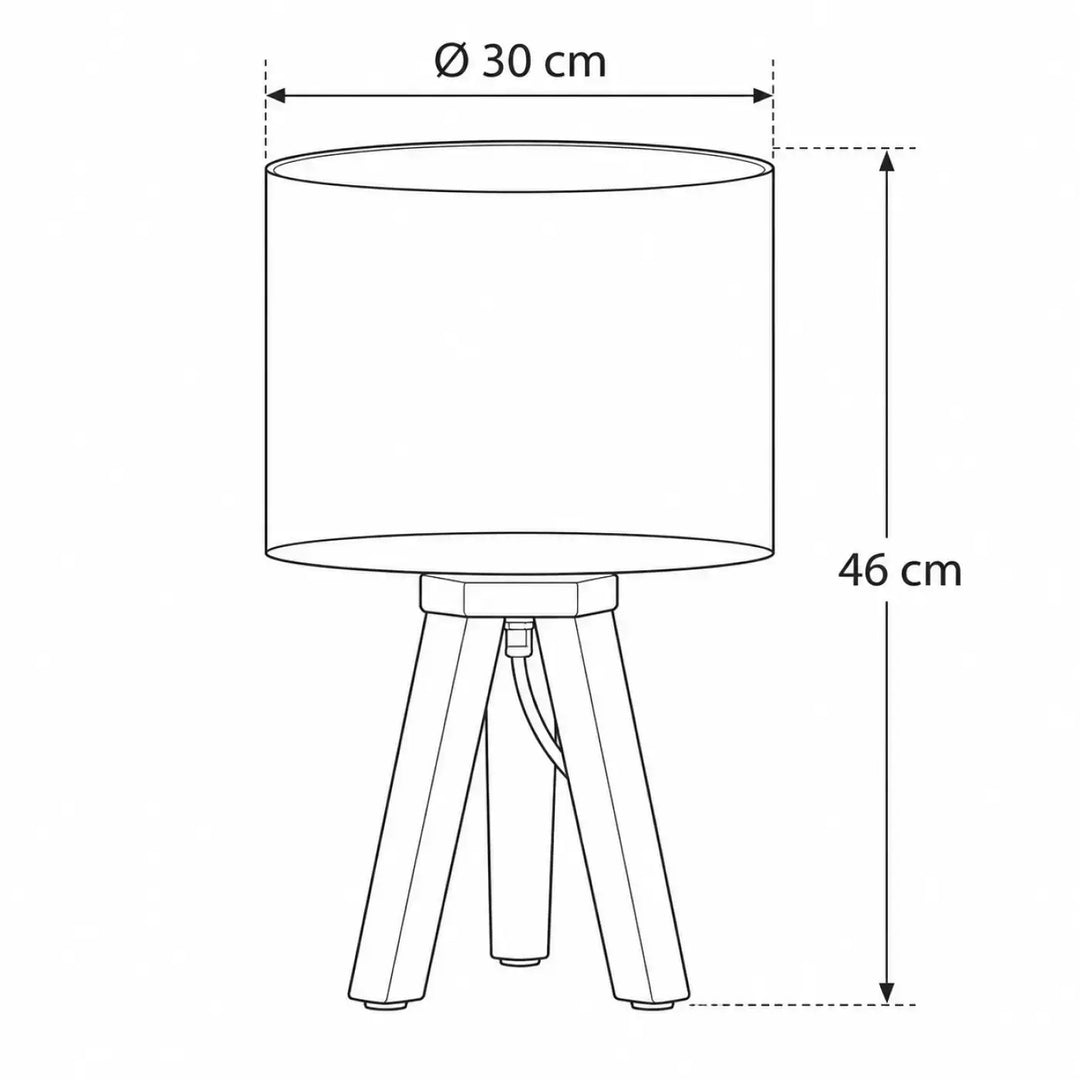 Lampe de table sweet dreams avec abat-jour cylindrique et pied tripode bois pour chevet enfant ambiance poétique