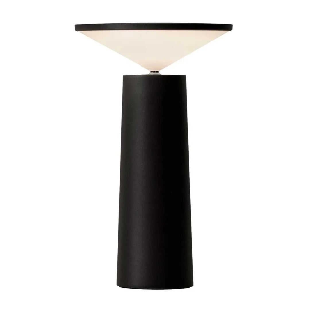 Lampe de chevet cocktail noire cylindrique avec tête orientable et variation tactile diffuse une lumière blanche douce