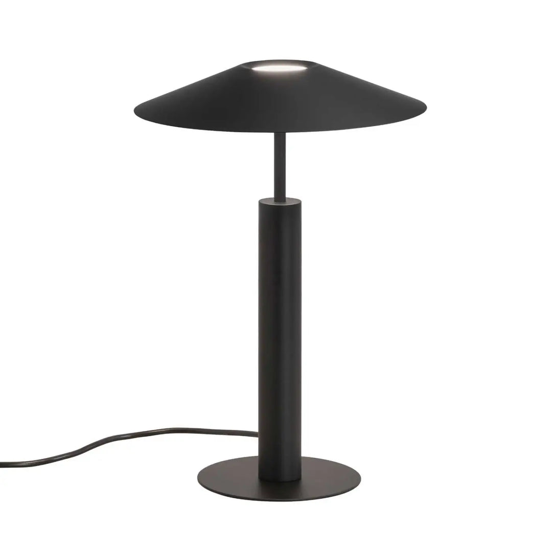 Lampe de chevet H noire en acier et acrylique sablé #couleur_noir