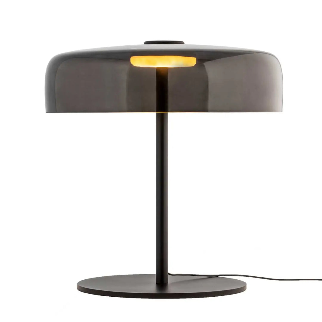 Lampe de chevet Levels en verre fumé et métal noir