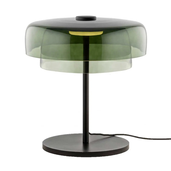 Lampe de chevet Levels 2 en verre soufflé vert sur structure noire #couleur_vert