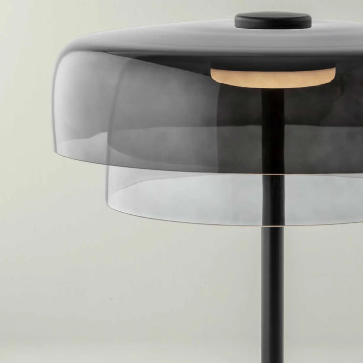 Lampe de chevet Levels 2 en verre soufflé fumé sur structure noire #couleur_gris
