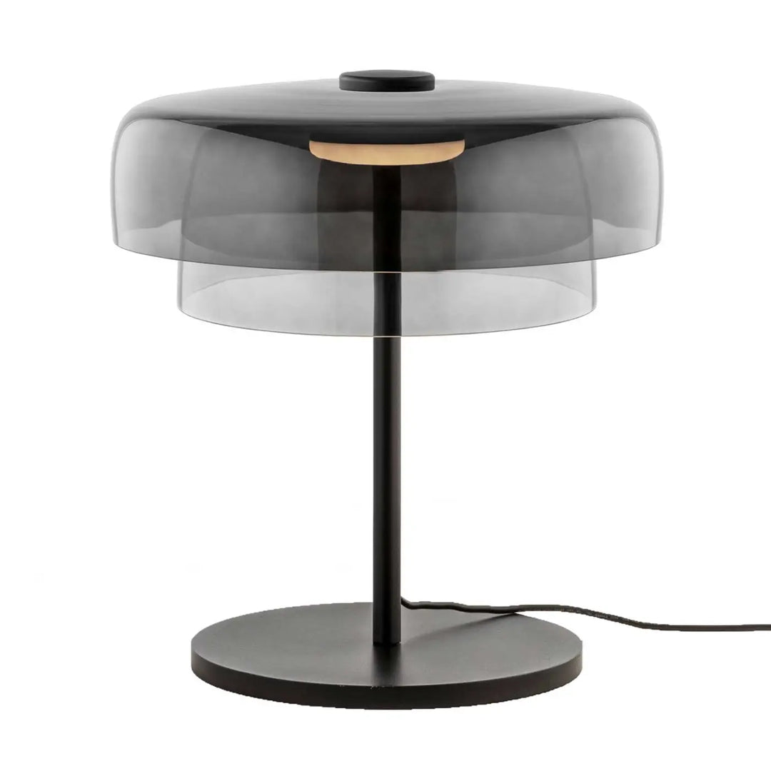 Lampe à poser Levels 2 à deux corps en verre fumé #couleur_gris