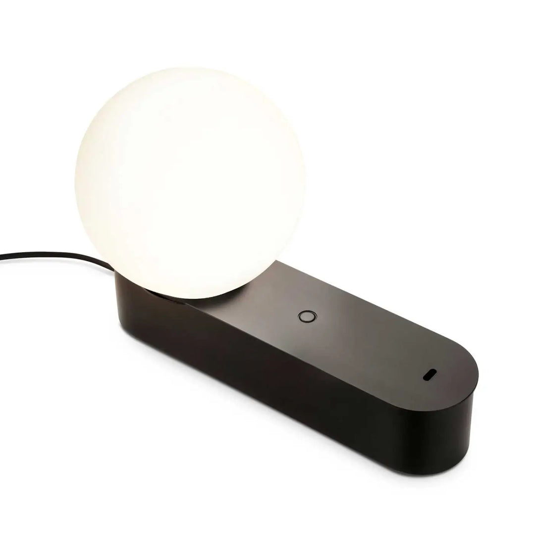 Lampe de chevet Perlina noire avec globe en verre #couleur_noir