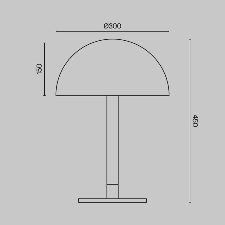 Lampe de chevet ray tube courbé en acier noir avec abat-jour dome minimaliste et base cylindrique elegante