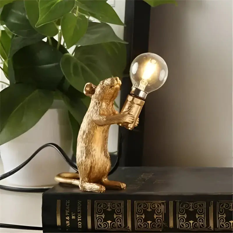 Lampe de Chevet Souris Dorée Avec Ampoule