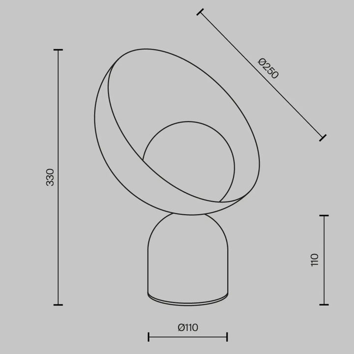 Lampe de chevet tavo en acier noir avec diffuseur compact et base minérale design minimaliste circulaire