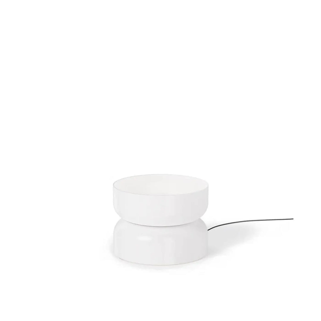 Lampe de chevet Totem Pablo Designs en verre opale soufflé, globe C en bas et globe C en haut