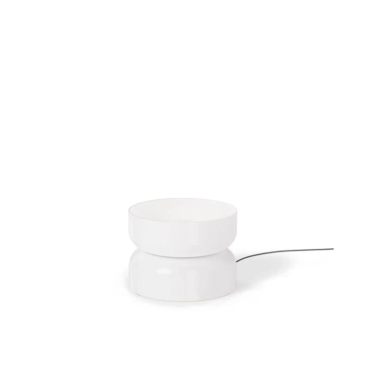 Lampe de chevet Totem Pablo Designs en verre opale soufflé, globe C en bas et globe C en haut