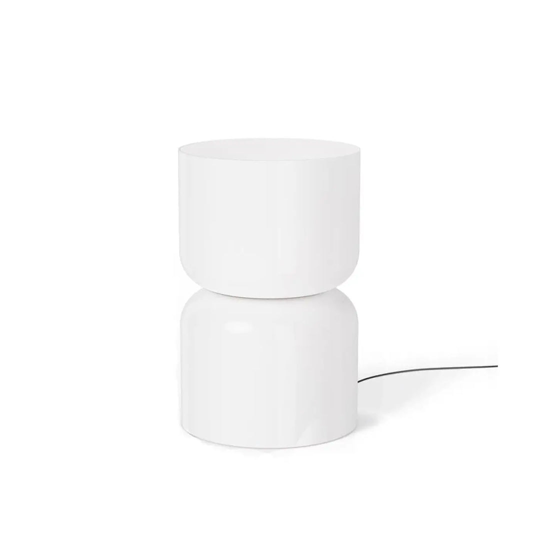 Lampe de chevet Totem Pablo Designs en verre opale soufflé, globe B en bas et globe B en haut