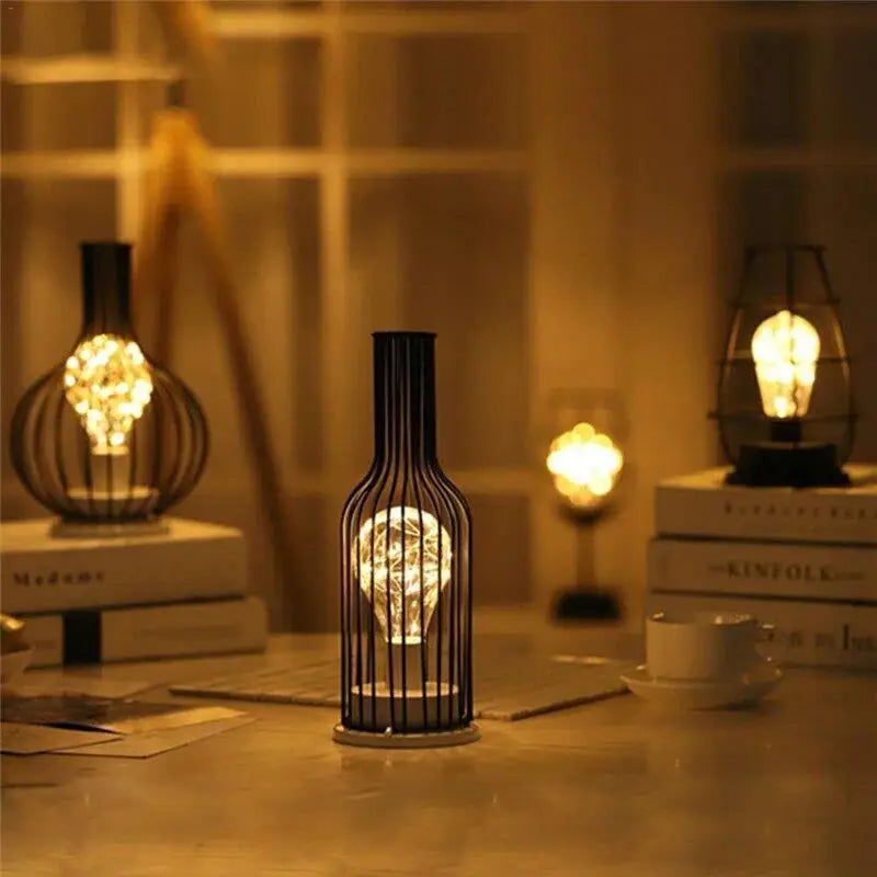 1. Lampe De Chevet Bouteille En Acrylique Noir Et Blanc