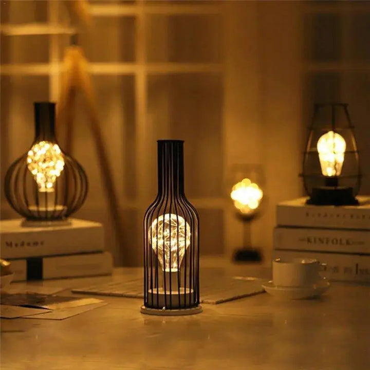 1. Lampe De Chevet Bouteille En Acrylique Noir Et Blanc