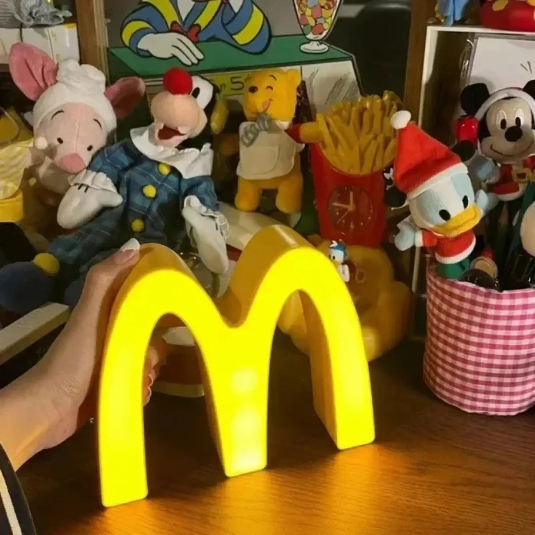 Lampe décorative amusante mcdonalds en forme d’arche jaune lumineuse pour décoration intérieure cartoon