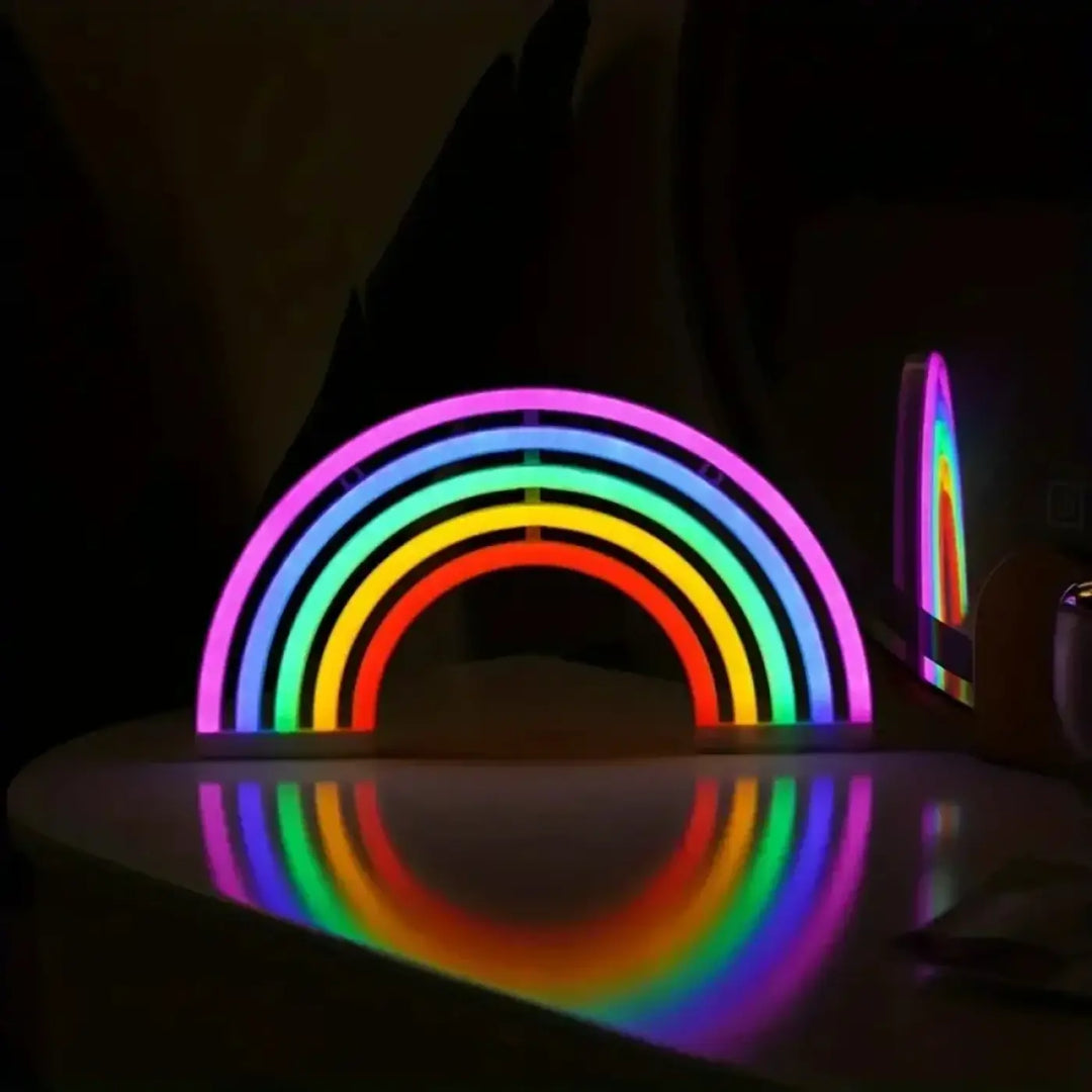 Lampe arc-en-ciel led en forme d’arc lumineux avec couleurs séquentielles pour décoration murale et ambiance féerique