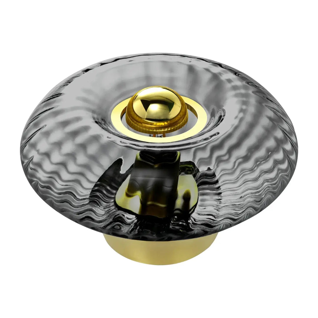 Bouton de verre soufflé gris foncé texturé avec centre métallique doré pour lampe grace collection grace