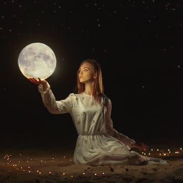 lampe lune en lévitation