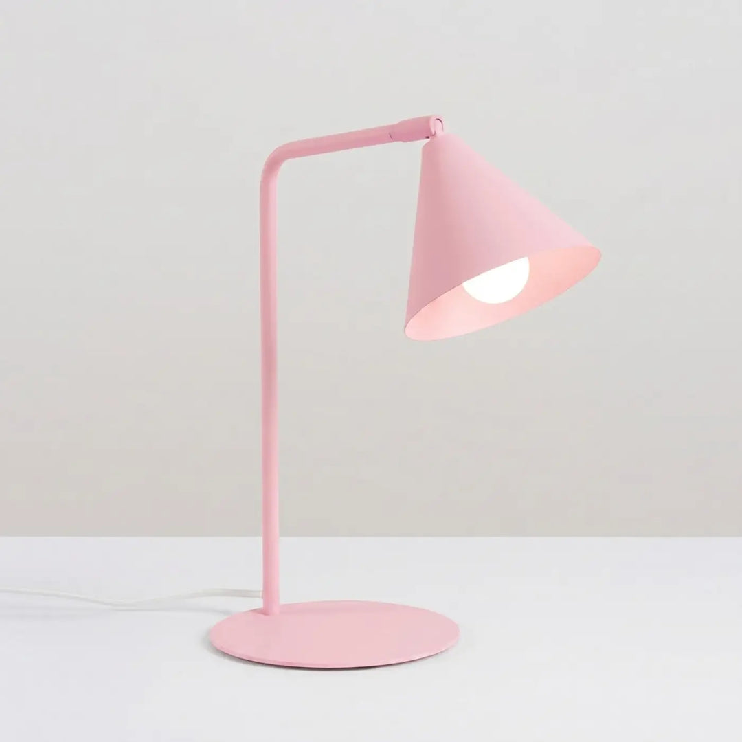 Lampe à poser rose allumée
