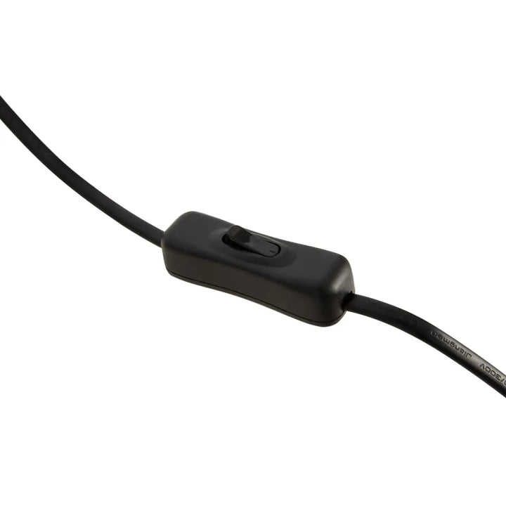 Black plastic toggle switch with matte finish on cable for lampe de chevet bianco tissu blanc lumière douce lampe à poser
