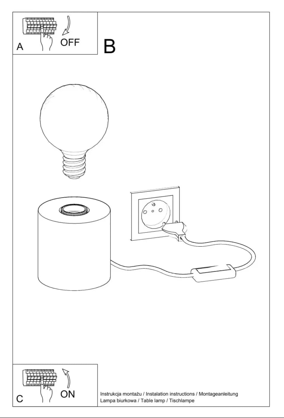 Lampe a poser salgado bois en bois blanc avec ampoule ronde et cordon électrique pour bureau salgado sentez mieux