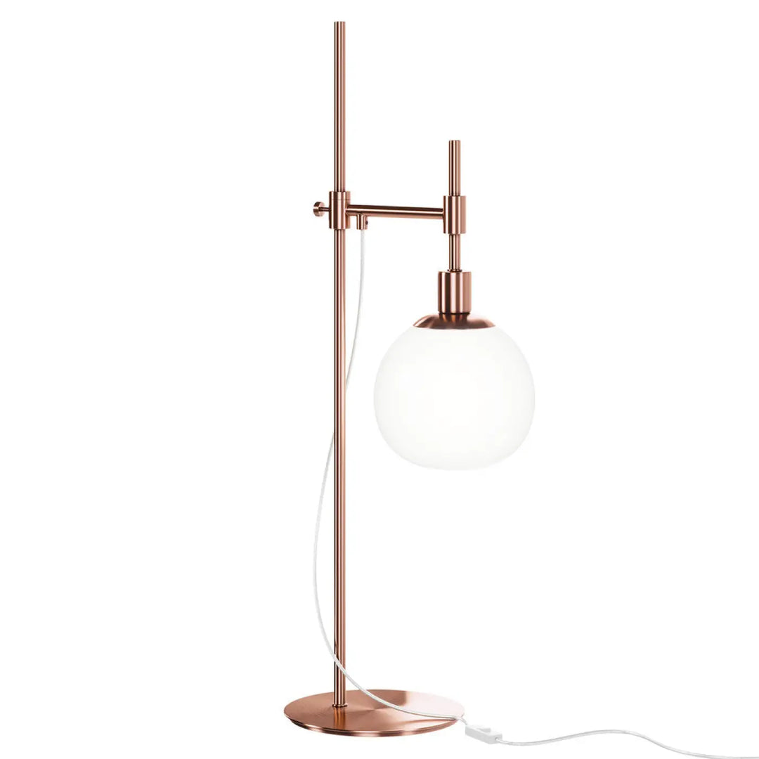 Lampe de chevet erich globe orientable en cuivre avec lumière douce et abat-jour en verre soufflé sphérique