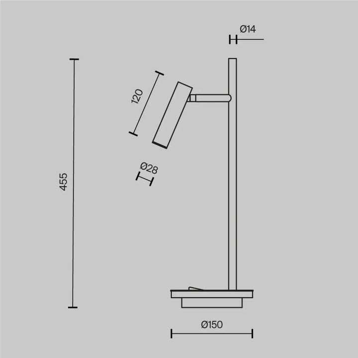Lampe de chevet estudio liseuse avec liseuse led et bras ajustable en métal au fini métallique moderne minimaliste