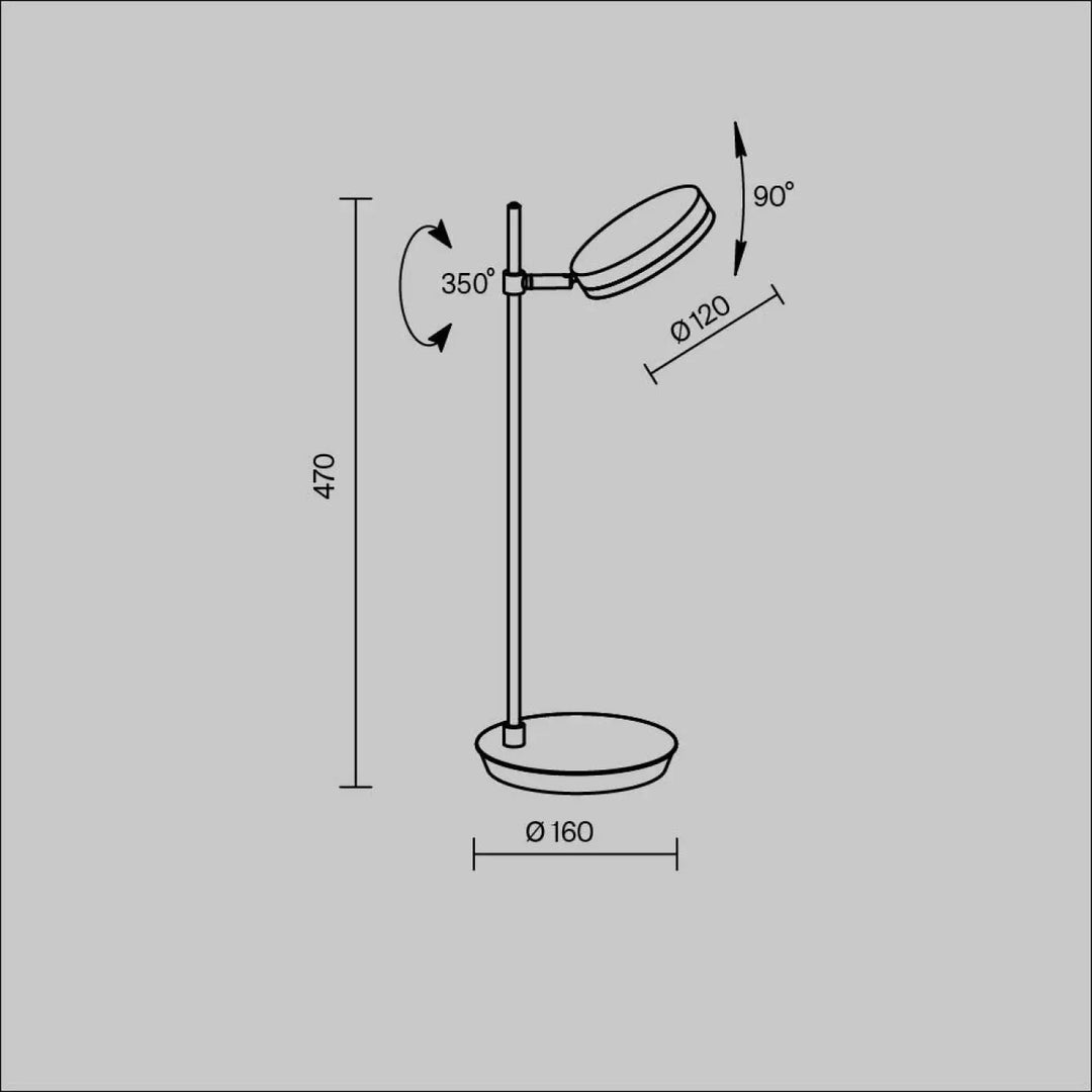 Lampe de chevet fad en métal noir avec tête ronde orientable et design minimaliste sur pied métallique fin