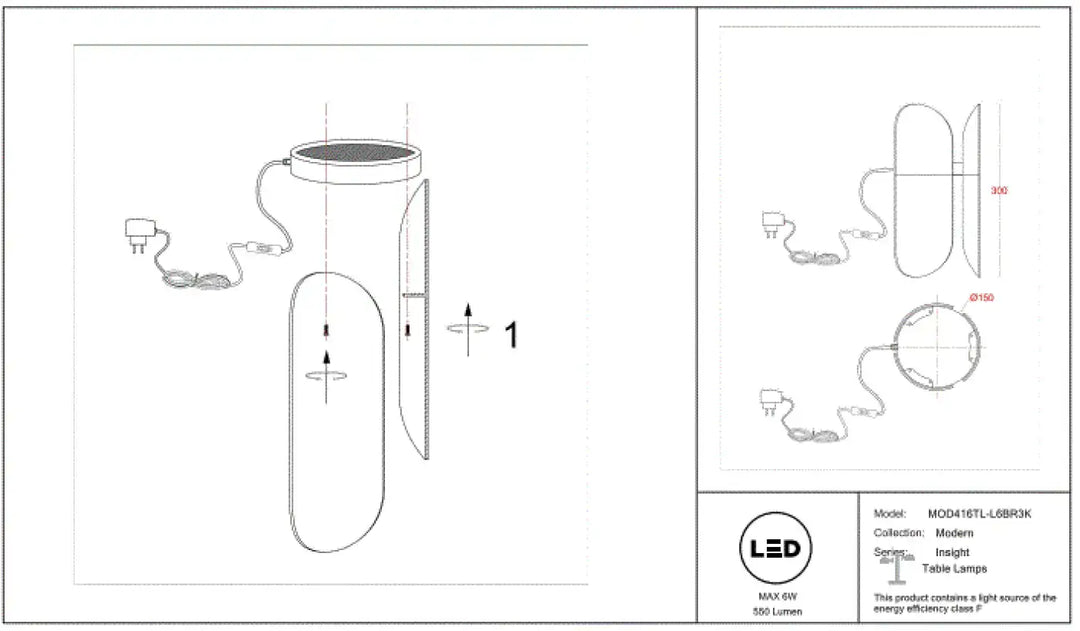 Lampe de chevet insight lampe à poser à led avec diffuseur arrondi en verre fumé au design cylindrique moderne