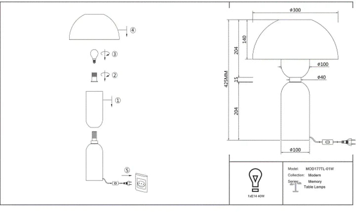 Lampe memory à poser en céramique avec abat-jour textile et base cylindrique métallique moderne