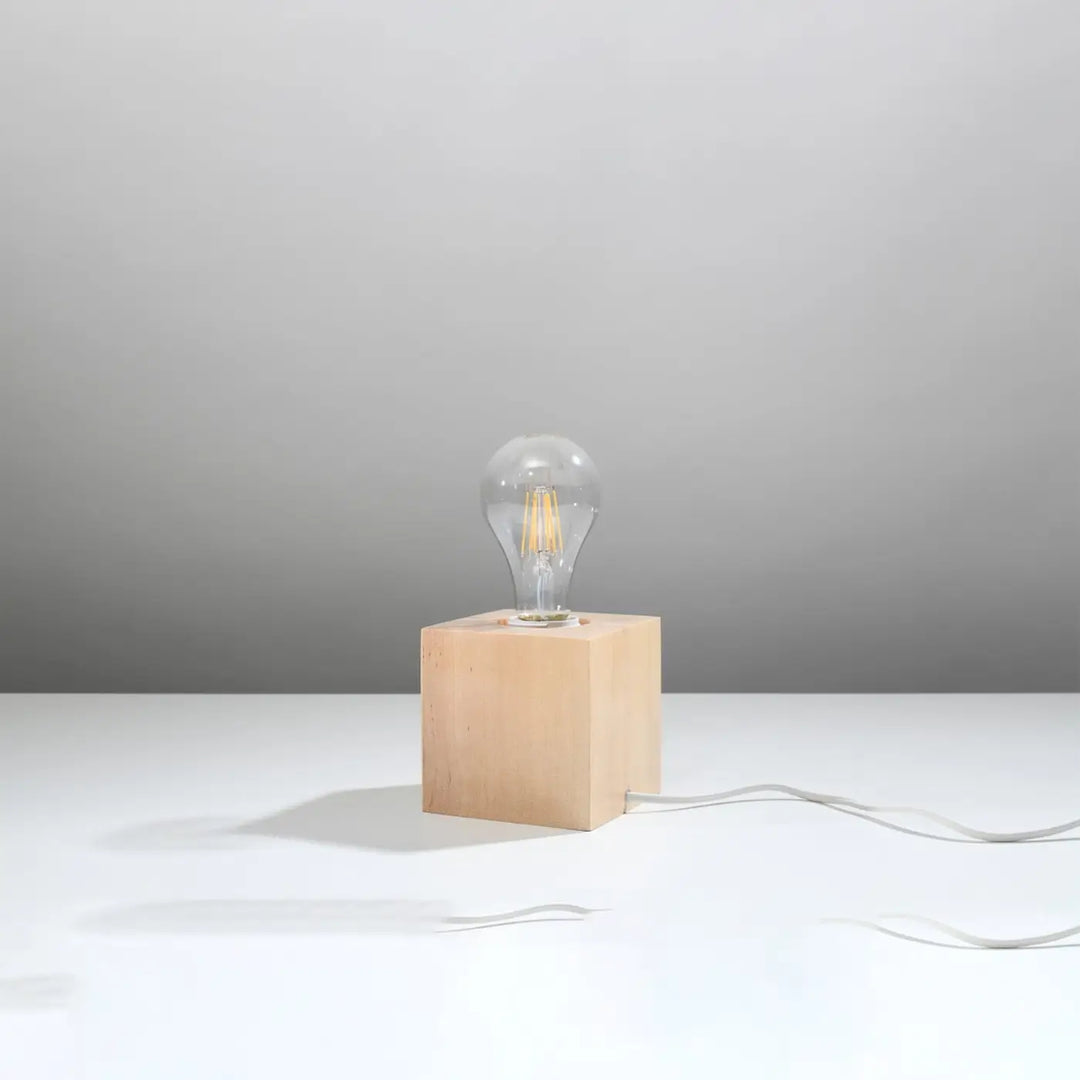 Lampe à poser bois naturel éteinte