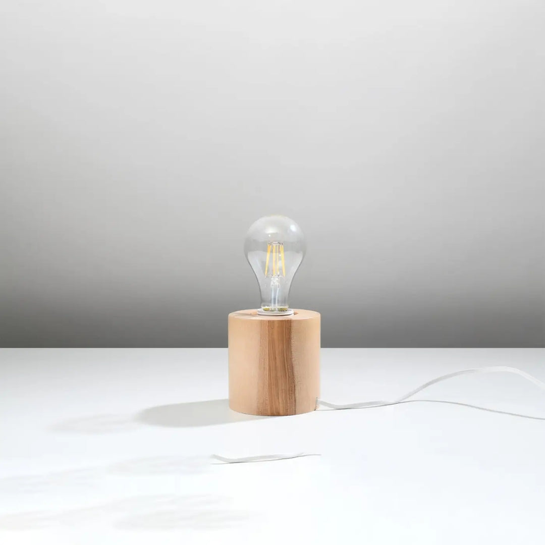 Lampe à poser bois naturel éteinte